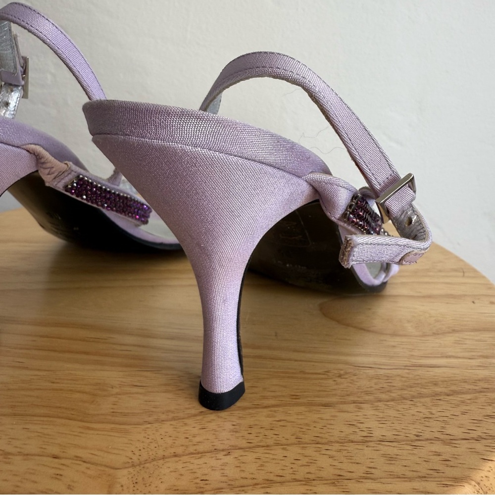 Escada Purple Heels with Ankle Strap and Block Heel - Picture 6 of 8